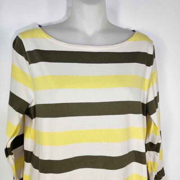 Talbots Tee Authentic Women Medium Carlotta Stripe Cotton Bateau 3/4 Sleeve Knit - Picture 3 of 9